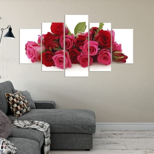 Buy Pink & Red Roses Love & Flowers Unique Canvas